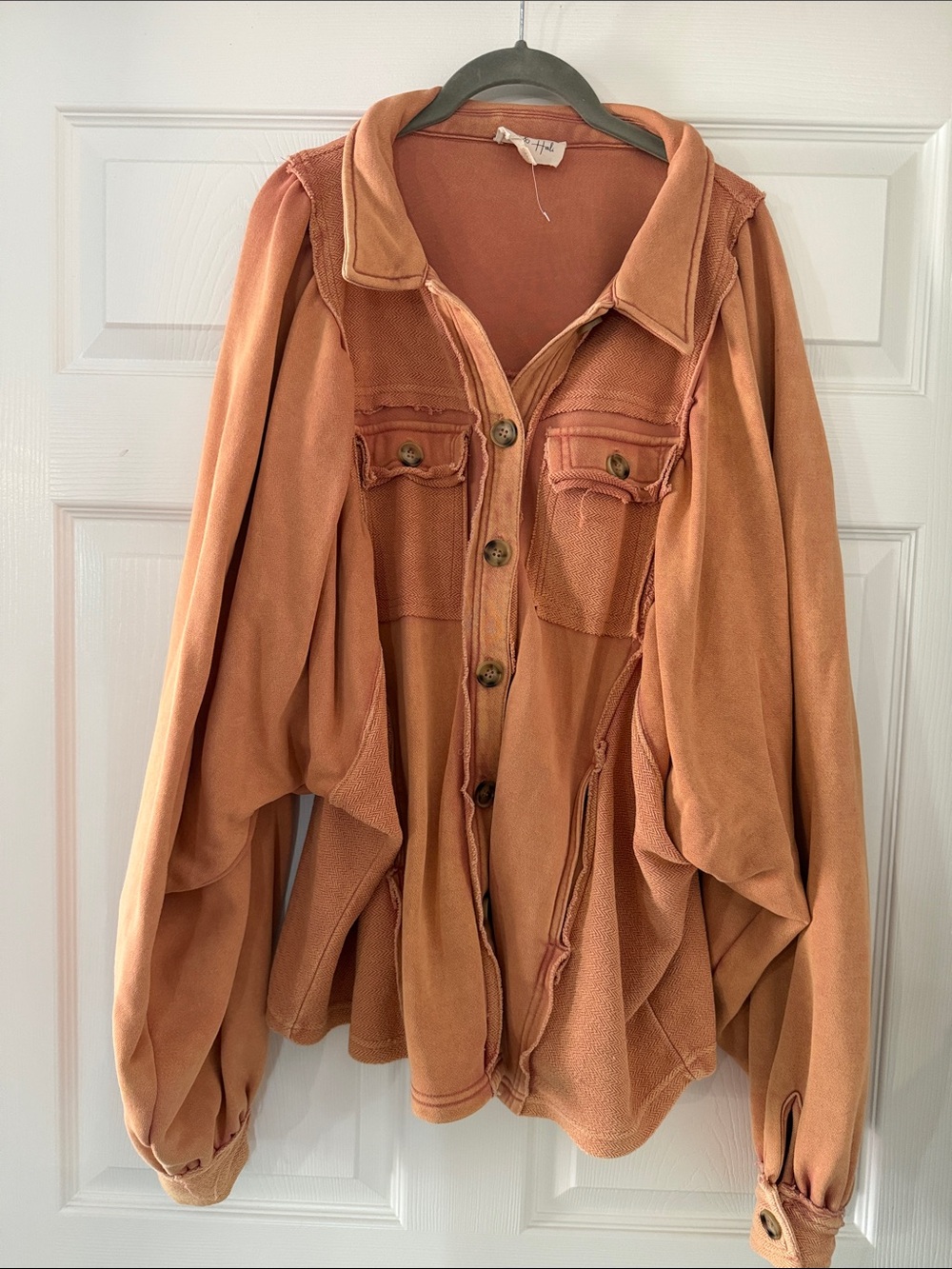 Oli & Hali Washed Orange Utility Button-Up Jacket